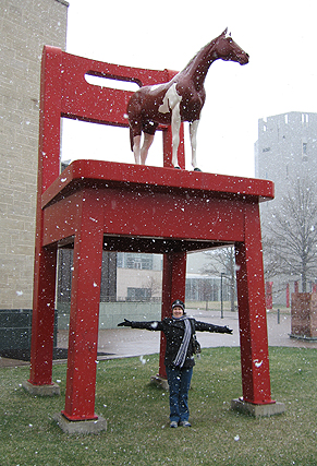 Jill at a sculpture in Denver