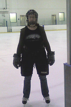 Jill in some of her hockey gear