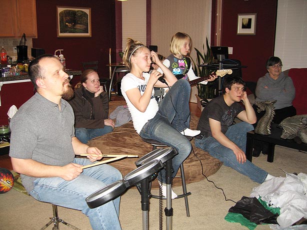 Rocking out to Rock Band