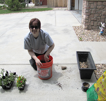 Jill gardening